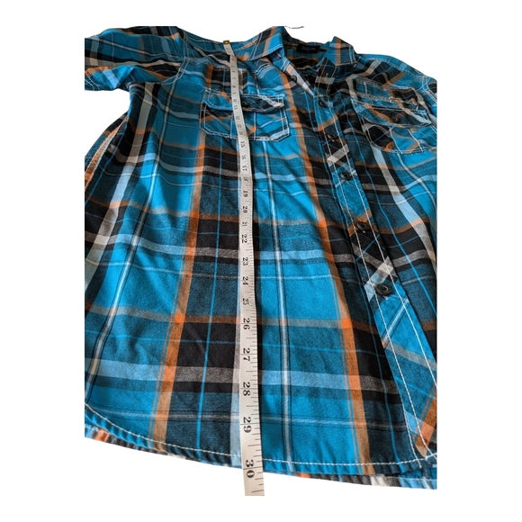 Vintage Men's Blue Plaid Short Sleeve Shirt. Size L. - Picture 4 of 6